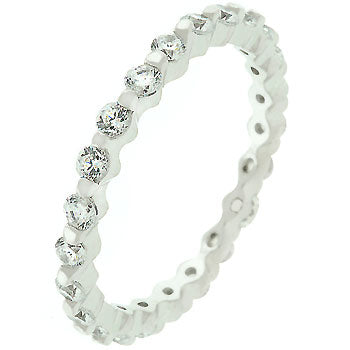 LOVCIA Elegant 925 Sterling Silver Eternity Band with Rhodium Finish