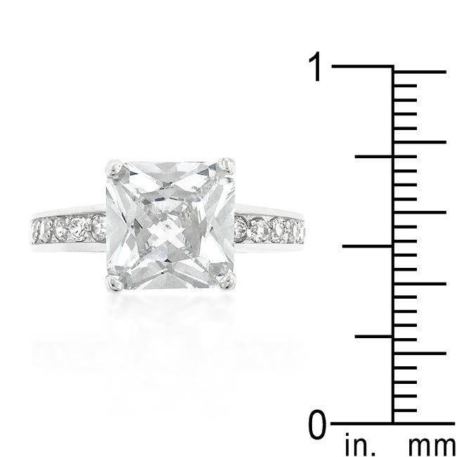 LOVCIA Timeless Princess Cut Engagement Ring with Raised Pave Setting