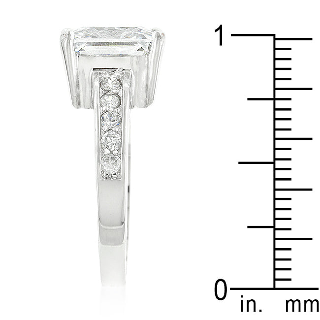 LOVCIA Timeless Princess Cut Engagement Ring with Raised Pave Setting