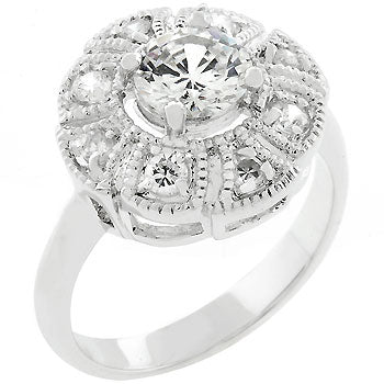 LOVCIA Regal Milgrain Rhodium-Plated Ring