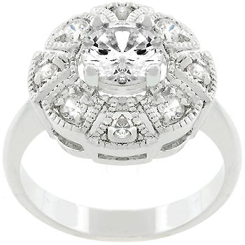 LOVCIA Regal Milgrain Rhodium-Plated Ring