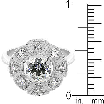 LOVCIA Regal Milgrain Rhodium-Plated Ring