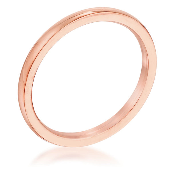 LOVCIA Elegant 2mm 18k Rose Gold IPG Plated Stainless Steel Wedding Band