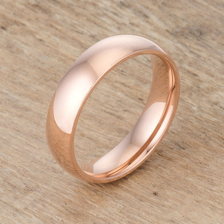 LOVCIA Elegant 5mm Rose Gold Stainless Steel Wedding Band