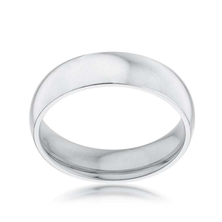 LOVCIA Elegant 5mm Rhodium-Plated Stainless Steel Wedding Ring