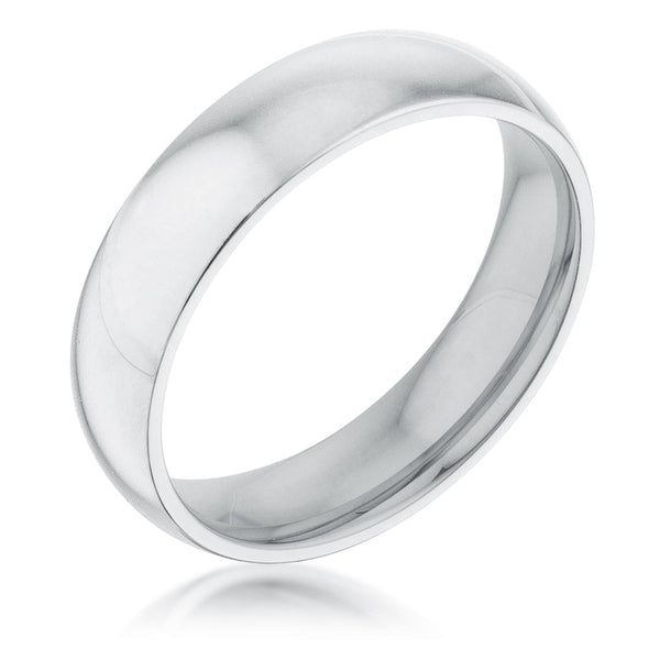 LOVCIA Elegant 5mm Rhodium-Plated Stainless Steel Wedding Ring