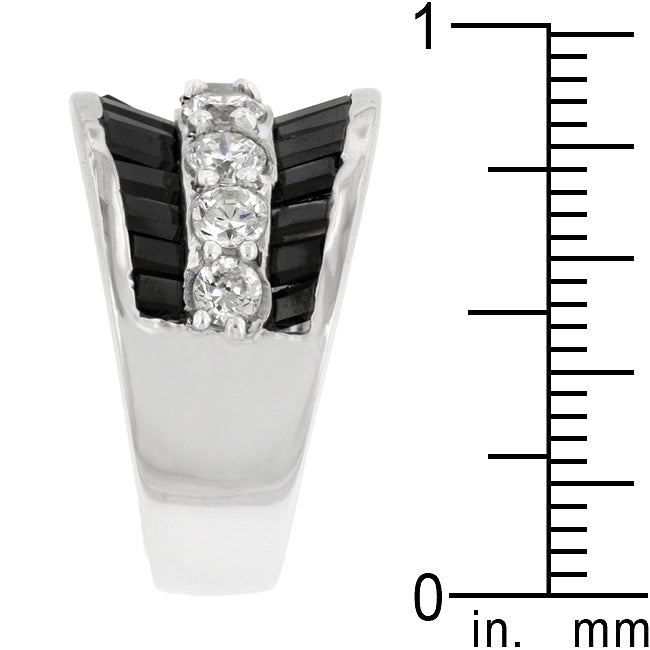 LOVCIA Silver Luxe Baguette and Round Zirconia Ring