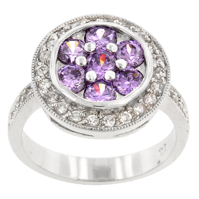 LOVCIA Purple Amethyst Lily Accent Ring