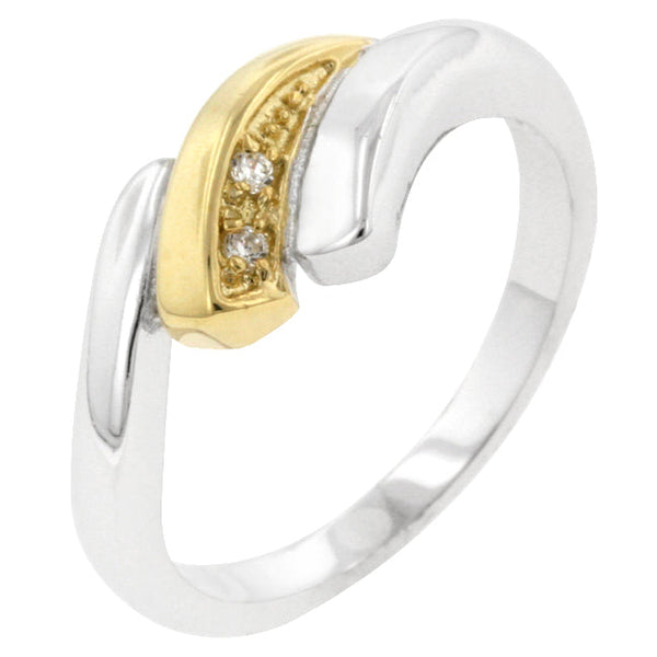 LOVCIA Elegant Two-Tone Swirl Zirconia Ring