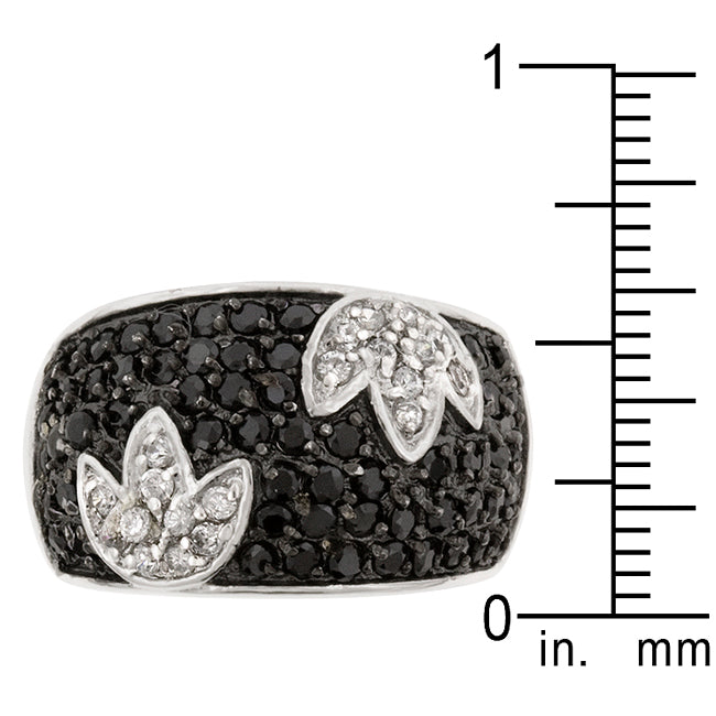 LOVCIA Elegant Black and White Tulip Cocktail Ring