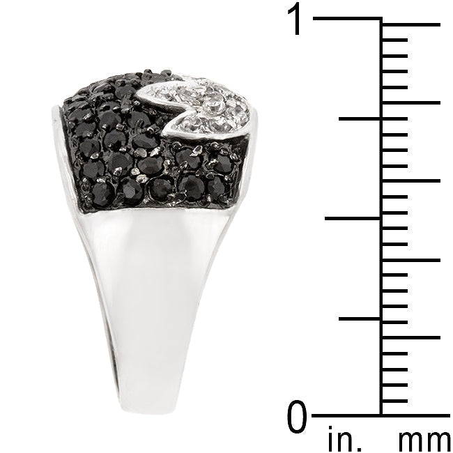 LOVCIA Elegant Black and White Tulip Cocktail Ring