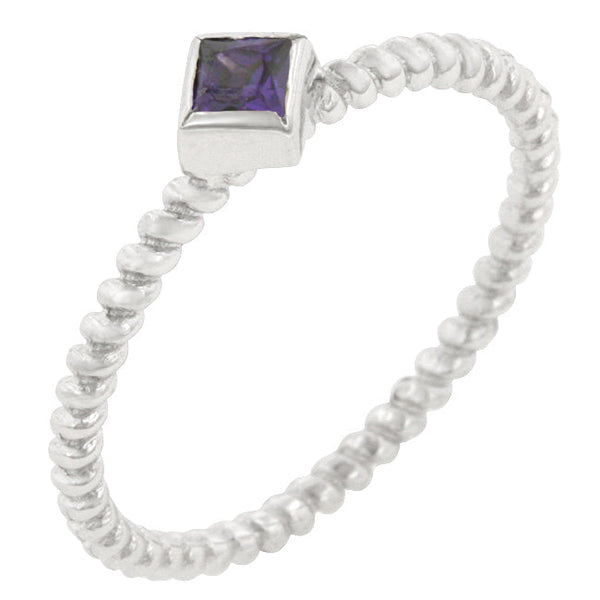 LOVCIA Elegant Twisted Amethyst Princess Cut Ring