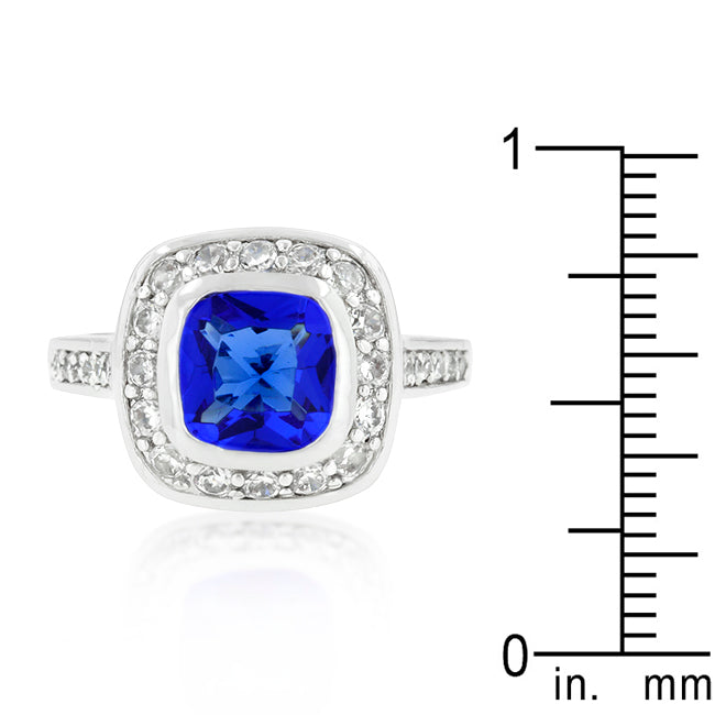 LOVCIA Elegant Sapphire Rhodium-Plated Engagement Ring