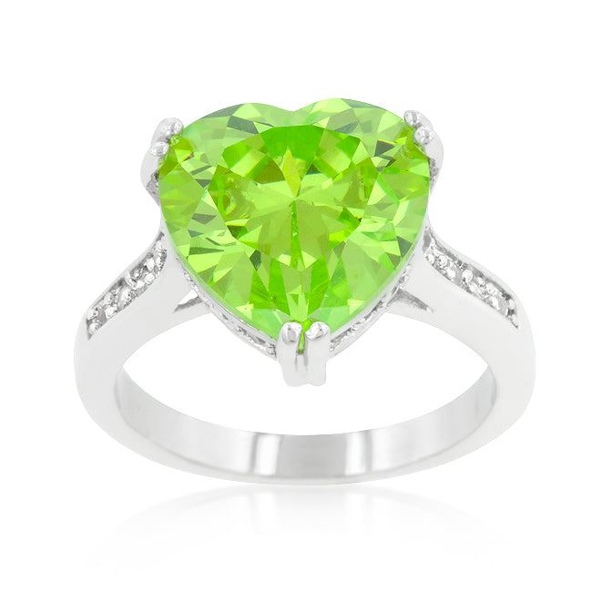 LOVCIA Heart-Shaped Apple Green Gem Ring