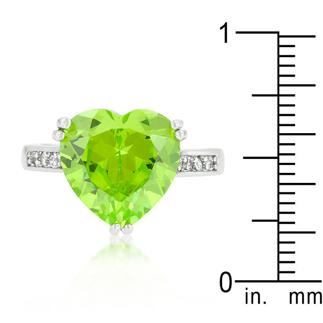 LOVCIA Heart-Shaped Apple Green Gem Ring