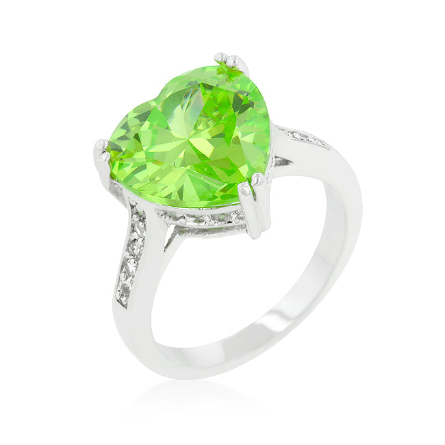 LOVCIA Heart-Shaped Apple Green Gem Ring