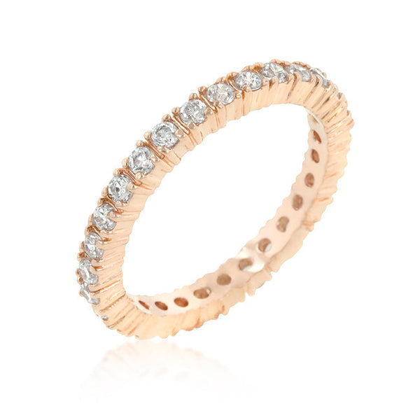 LOVCIA 18k Rose Gold Plated Cubic Zirconia Eternity Ring