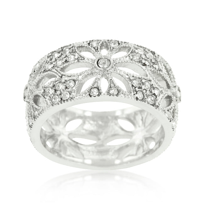 LOVCIA Elegant Floral Filigree Eternity Ring