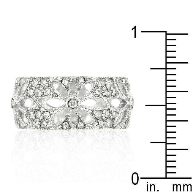 LOVCIA Elegant Floral Filigree Eternity Ring