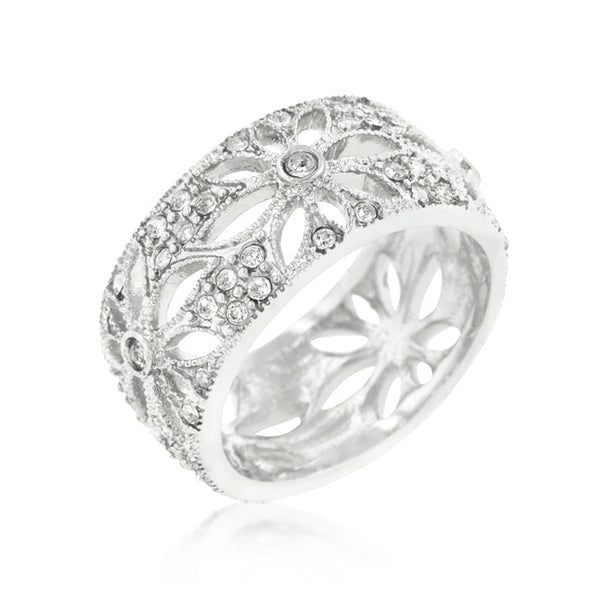 LOVCIA Elegant Floral Filigree Eternity Ring