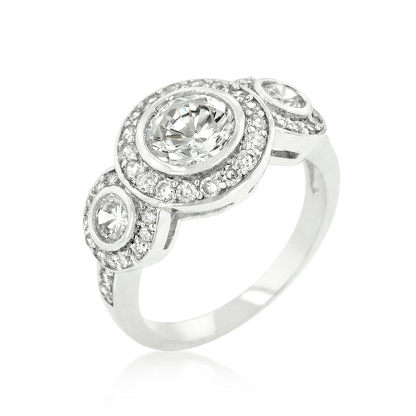 LOVCIA Elegant Fitzgerald Cubic Zirconia Bezel-Set Ring