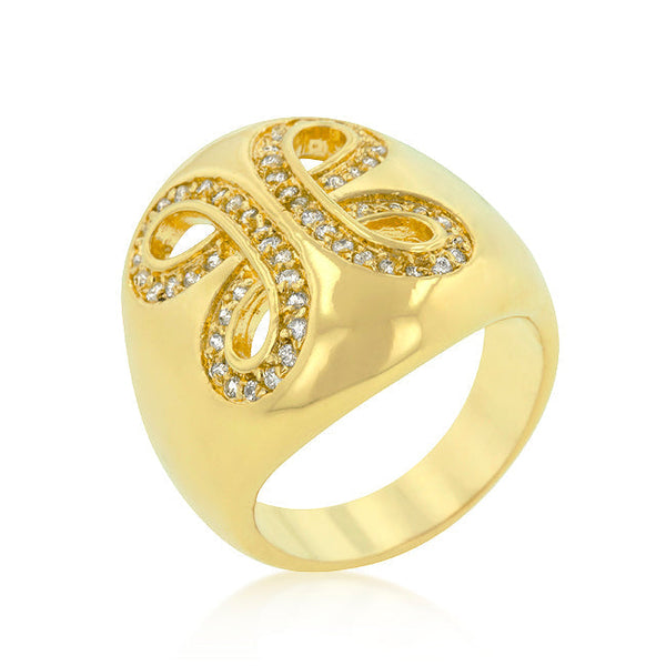 LOVCIA Elegant 18k Golden Ribbon Cocktail Ring