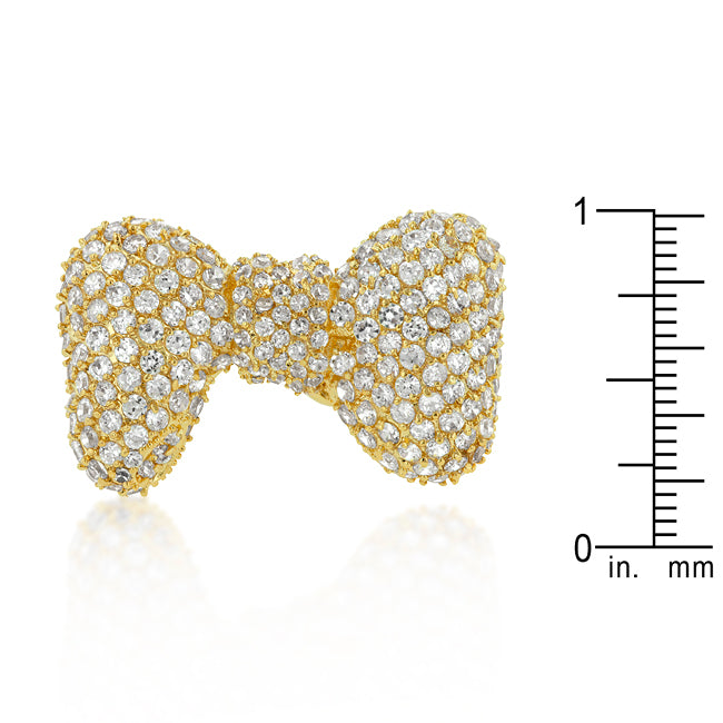 LOVCIA Golden Bow Tie Pave Cubic Zirconia Ring