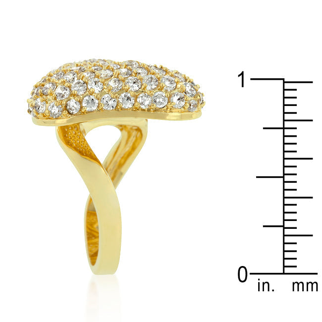 LOVCIA Golden Bow Tie Pave Cubic Zirconia Ring