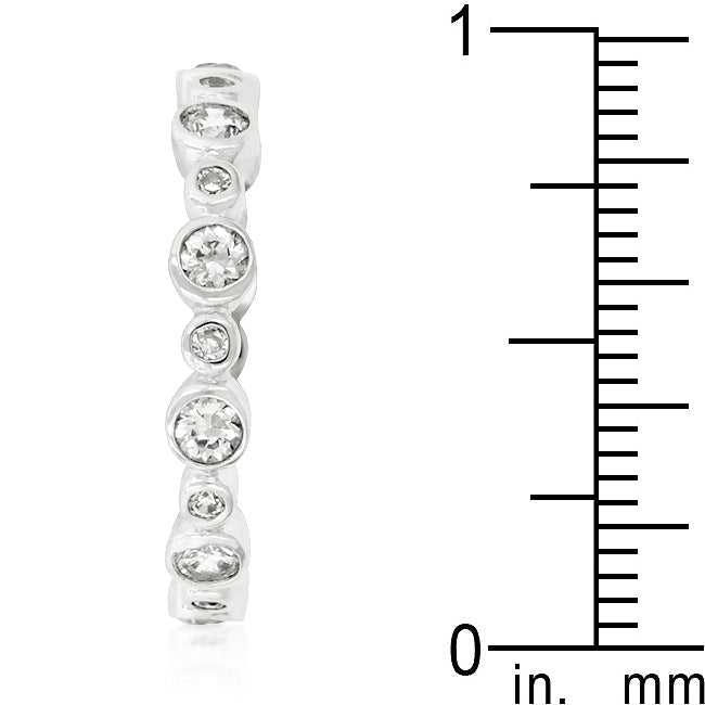 LOVCIA Alternating Round Cut Cubic Zirconia Bezel Eternity Ring