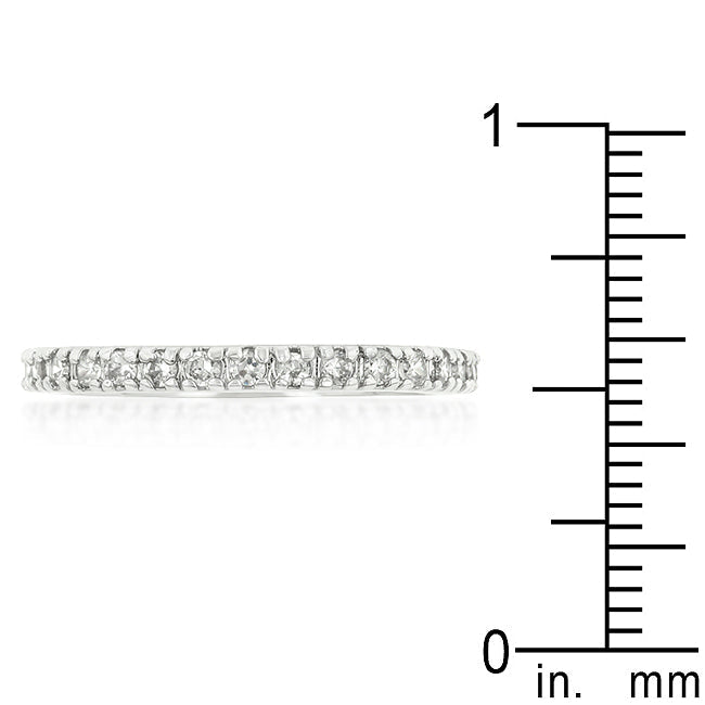 LOVCIA Elegant Cubic Zirconia Eternity Ring with Rhodium Finish