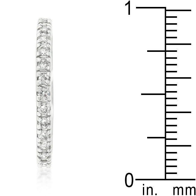 LOVCIA Elegant Cubic Zirconia Eternity Ring with Rhodium Finish