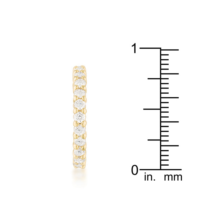 LOVCIA Gold-Plated Brass Eternity Ring with Clear Cubic Zirconia Stones