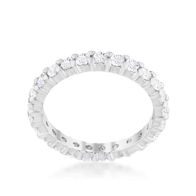 LOVCIA Timeless Round-Cut Cubic Zirconia Rhodium Eternity Ring