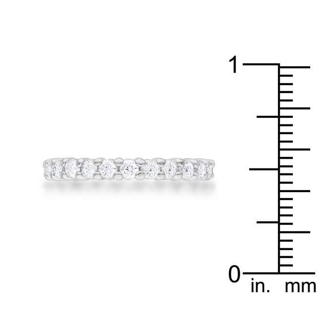 LOVCIA Timeless Round-Cut Cubic Zirconia Rhodium Eternity Ring