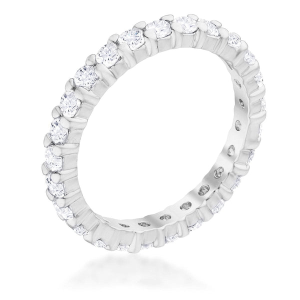 LOVCIA Timeless Round-Cut Cubic Zirconia Rhodium Eternity Ring