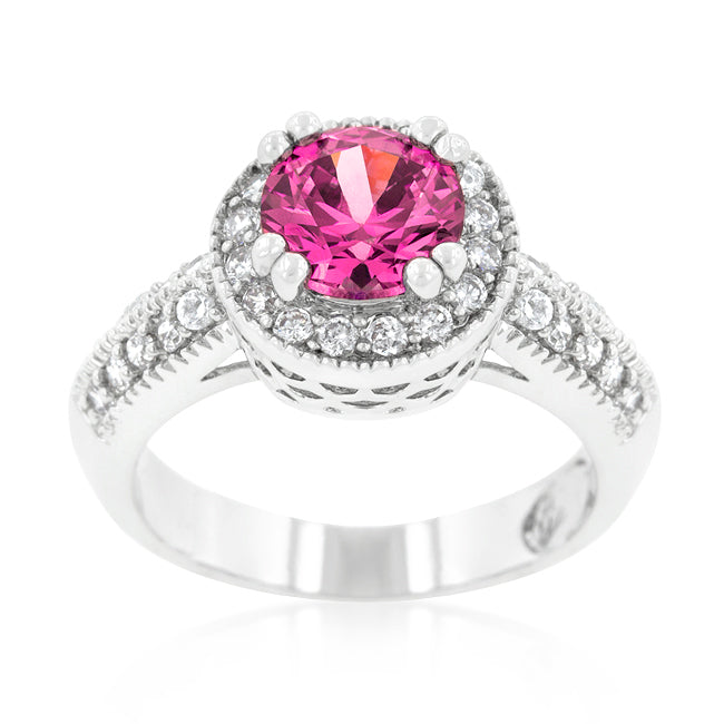 LOVCIA Radiant Fuchsia Halo Cubic Zirconia Ring