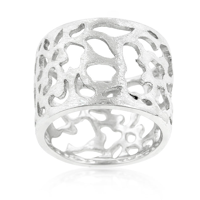 LOVCIA Crystal Shine Matte Rhodium Filigree Band