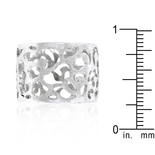 LOVCIA Crystal Shine Matte Rhodium Filigree Band