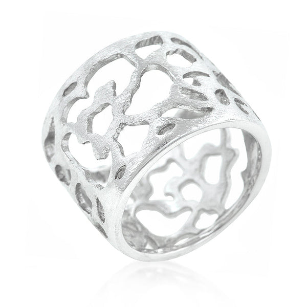 LOVCIA Crystal Shine Matte Rhodium Filigree Band