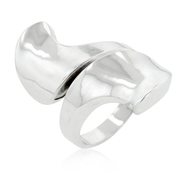 LOVCIA Rhodium Shiny Abstract Design Statement Ring