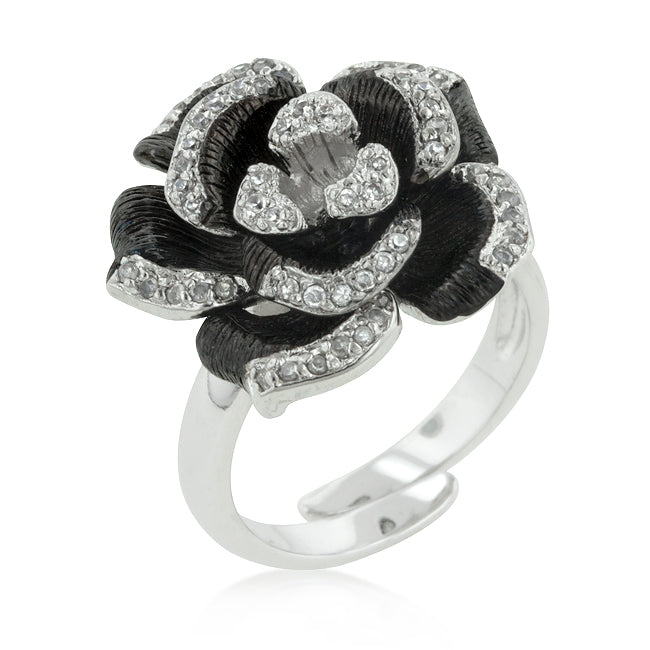 LOVCIA Elegant Two-Tone Floral Ring with Textured Petals