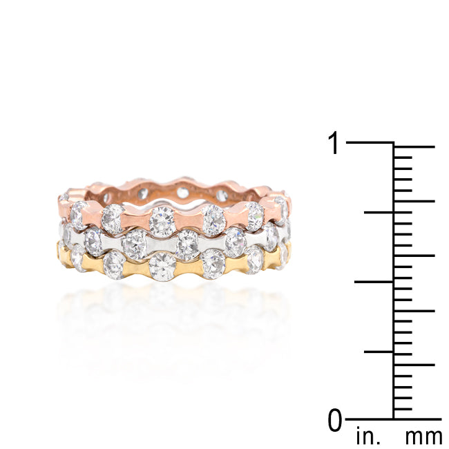 LOVCIA Elegant Tri-Tone Stackable Women's Rings