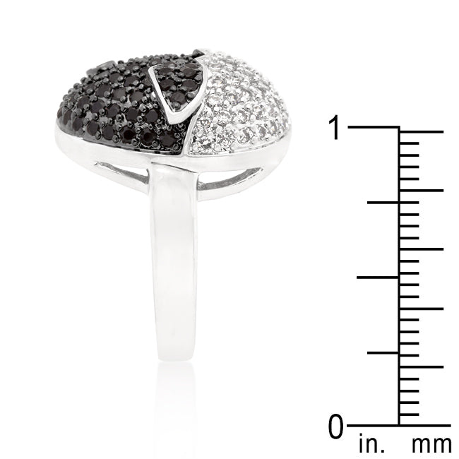 LOVCIA Elegant Baby Chick Ring with Black and White Cubic Zirconia