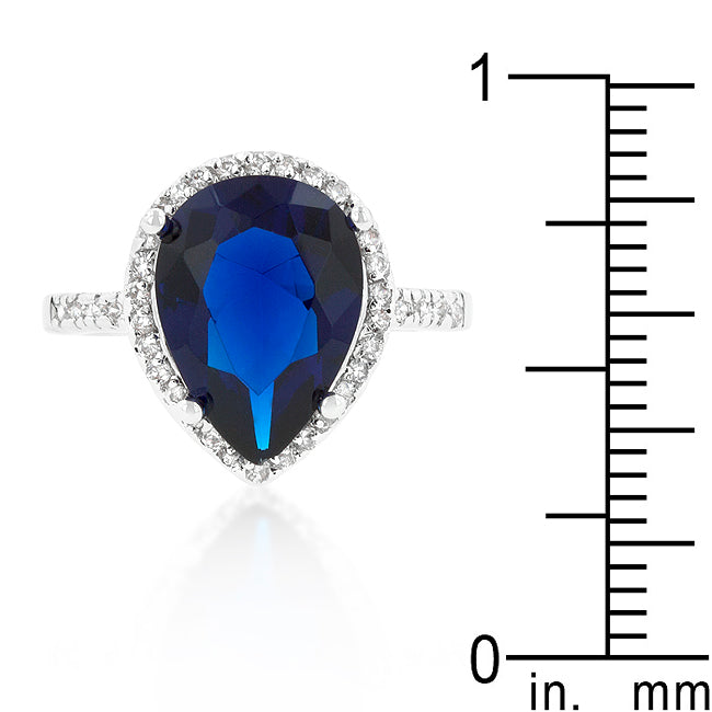 LOVCIA Majestic Sapphire Pear-Shaped Cubic Zirconia Ring