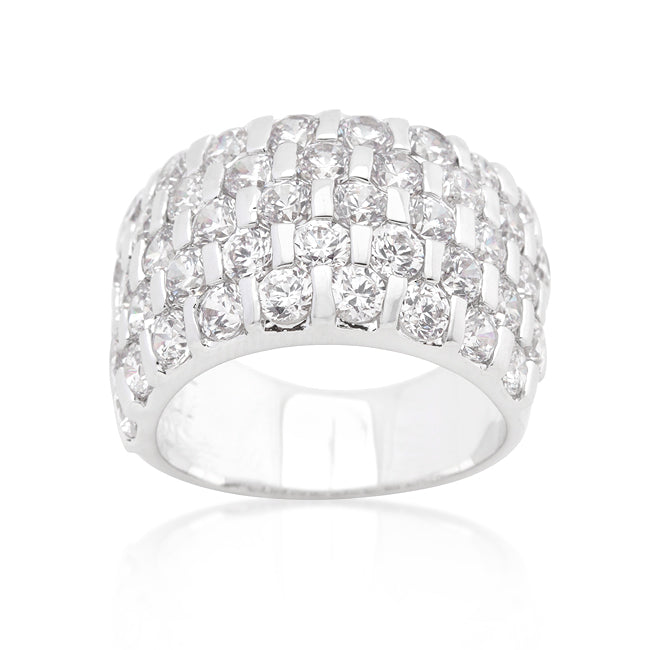 LOVCIA Luxe Essence Princess Cut Channel Set Ring with Platinum Luster