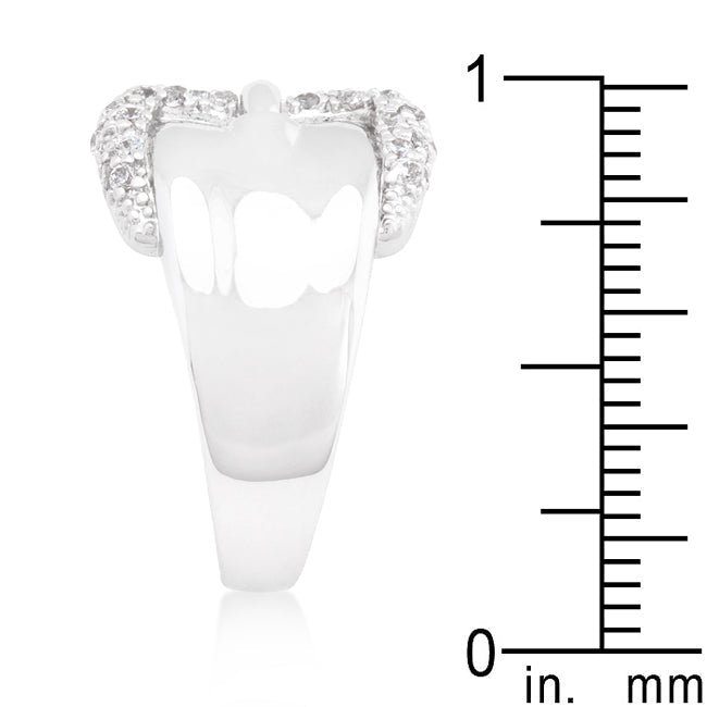 LOVCIA Sparkling Rhodium-Plated Buckle Ring with Cubic Zirconia