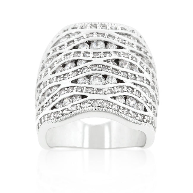 LOVCIA Sparkling Abstract Pave Ring with Cubic Zirconia