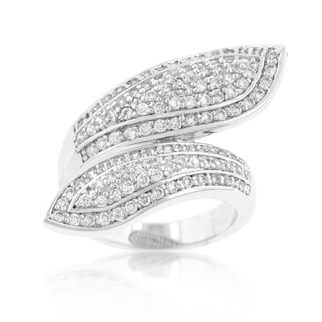 LOVCIA Elegant Sterling Silver Wrap Ring with Pave Set Stones