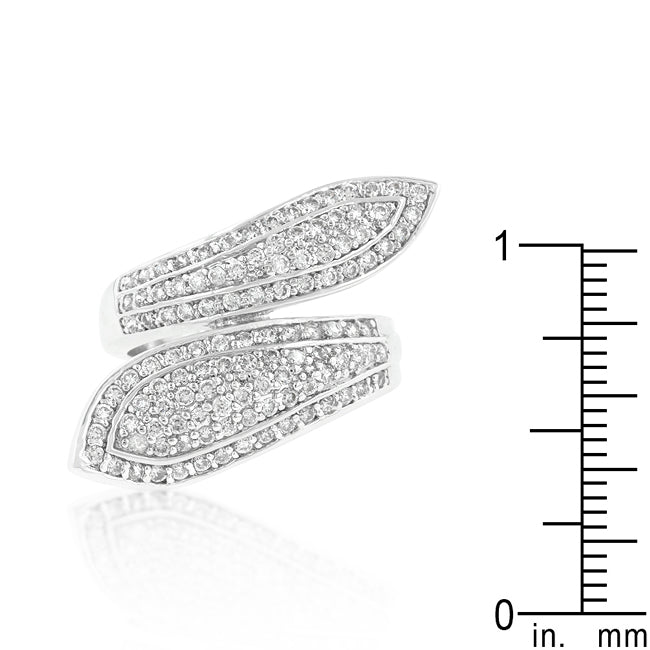 LOVCIA Elegant Sterling Silver Wrap Ring with Pave Set Stones