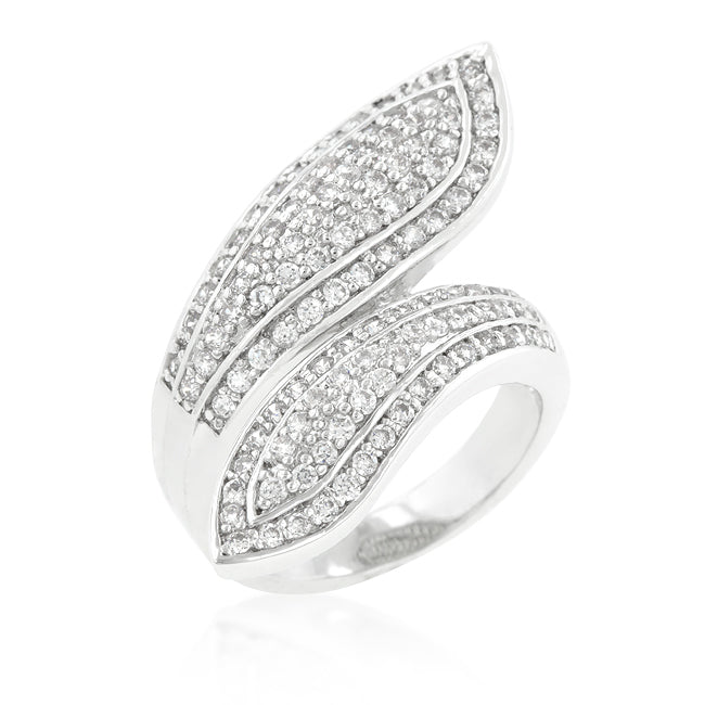 LOVCIA Elegant Sterling Silver Wrap Ring with Pave Set Stones